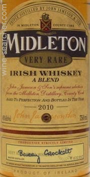 2010 Midleton Very Rare Vintage Blended Irish Whiskey, County Cork, Ireland