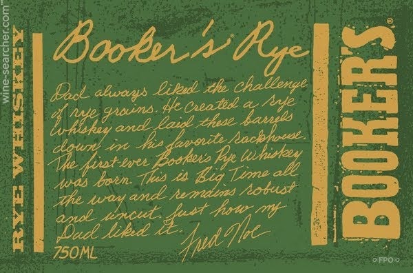 Bookers 'Booker's Rye Big Time Batch' Limited Edition 13 Year Old Straight Rye Whiskey, Kentucky, USA