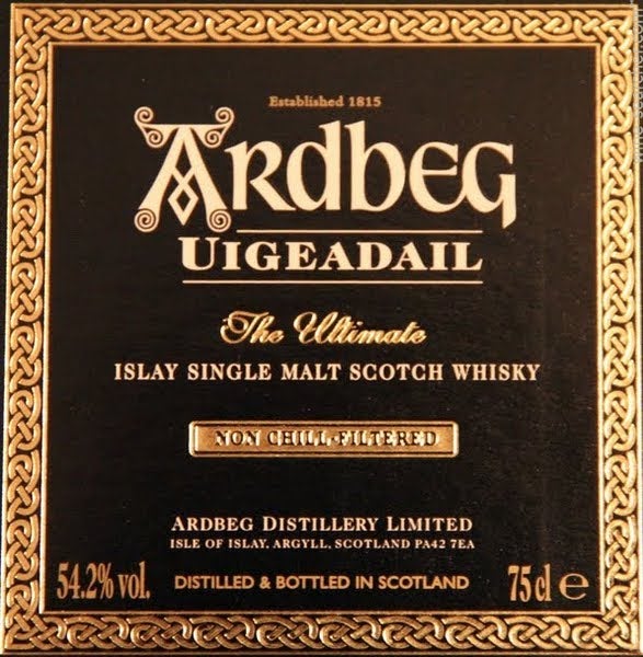 Ardbeg 'Uigeadail' Single Malt Scotch Whisky, Islay, Scotland