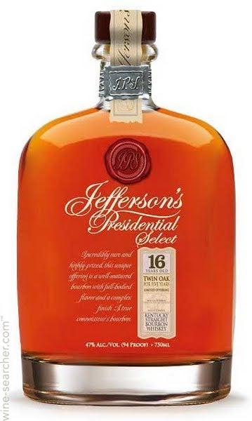 Jefferson's Presidential Select 16 Year Old Kentucky Straight Bourbon ...