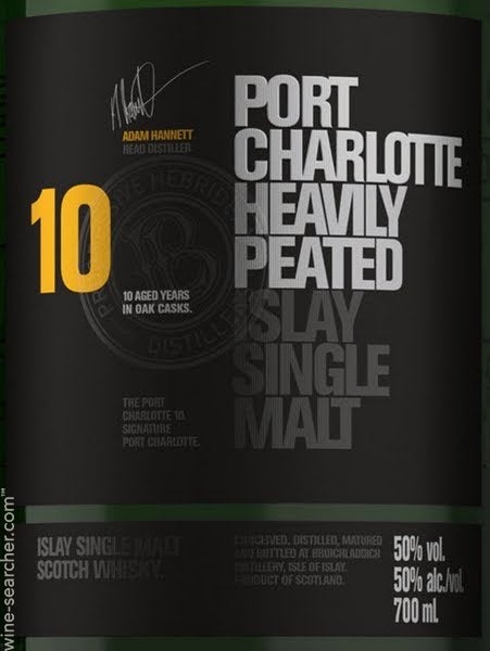 Bruichladdich Port Charlotte Heavily Peated 10 Year Old Single Malt Scotch Whisky, Islay, Scotland