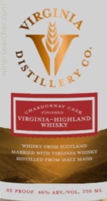 Virginia Distillery Co. VHW Chardonnay Cask Finished Virginia Highland Malt Whisky