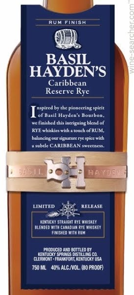 Basil Hayden's Caribbean Reserve Rye Whiskey, Kentucky, USA