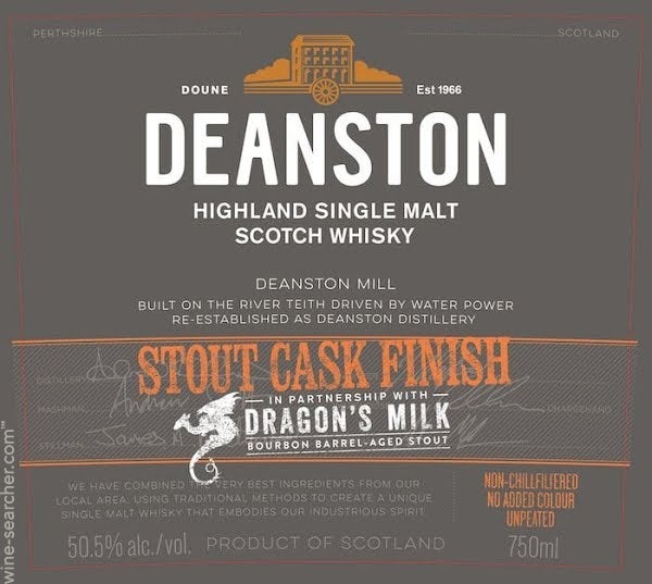 Deanston Dragon's Milk Stout Cask Finish Single Malt Scotch Whisky, Highlands, Scotland