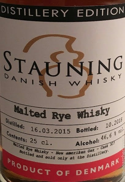 Stauning Malted Rye Whisky, Denmark