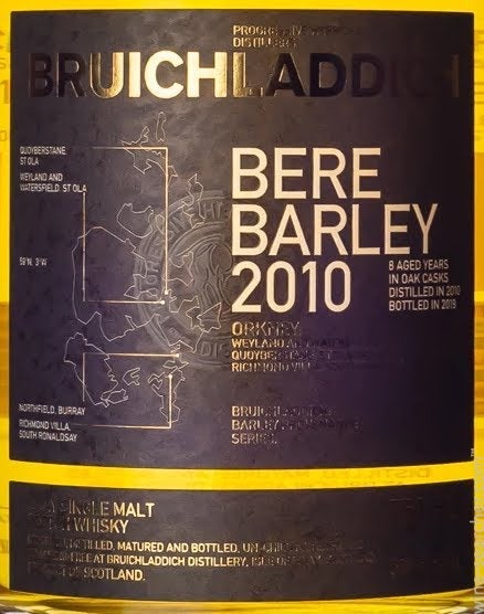 2010 Bruichladdich Bere Barley Unpeated Single Malt Scotch Whisky, Islay, Scotland