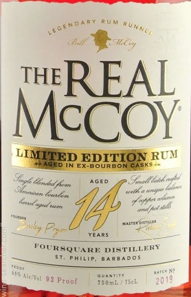 The Real McCoy Limited Edition Bourbon Cask 14 Year Old Rum, Barbados