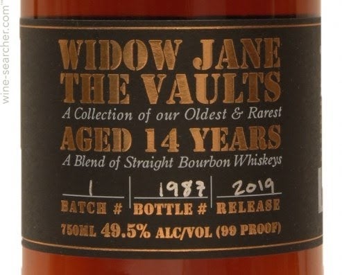 Widow Jane The Vaults 14 Year Old Straight Bourbon Whiskey, New York, USA