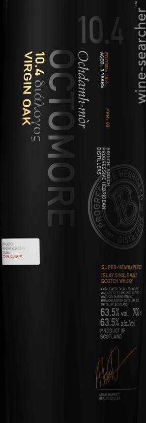 Bruichladdich Octomore Edition 10.4 Virgin Oak 3 Year Old Single Malt Scotch Whisky, Islay, Scotland