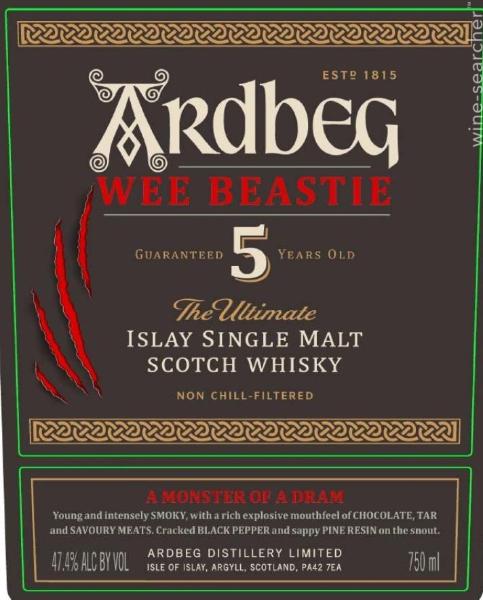 Ardbeg 'Wee Beastie' 5 Year Old Single Malt Scotch Whisky, Islay, Scotland