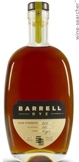 Barrell Rye Batch 003 Cask Strength 4 Year Old Whiskey, Kentucky, USA