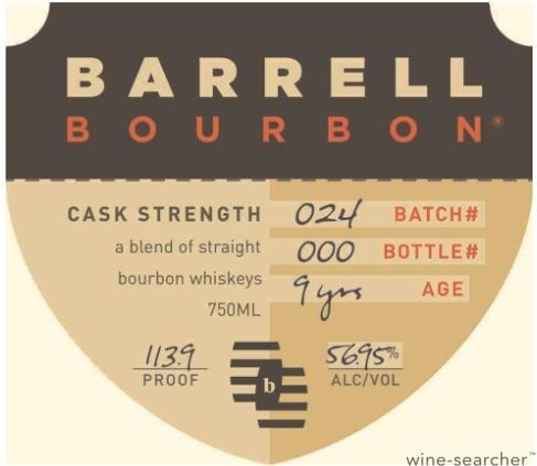 Barrell Batch 024 Cask Strength 9 Year Old Bourbon Whiskey, Kentucky, USA