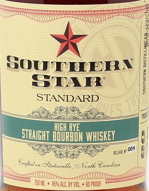 Southern Star Standard High Rye Straight Bourbon Whiskey, North Carolina, USA