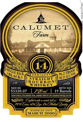 Calumet Farm 'Single Rack Black' 14 Year Old Kentucky Straight Bourbon Whiskey, USA