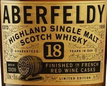 Aberfeldy French Red Wine Cask Finish 18 Year Old Single Malt Scotch Whisky, Highlands, Scotland