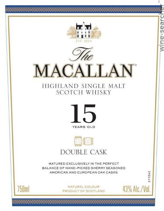 The Macallan Double Cask 15 Year Old Single Malt Scotch Whisky, Speyside - Highlands, Scotland