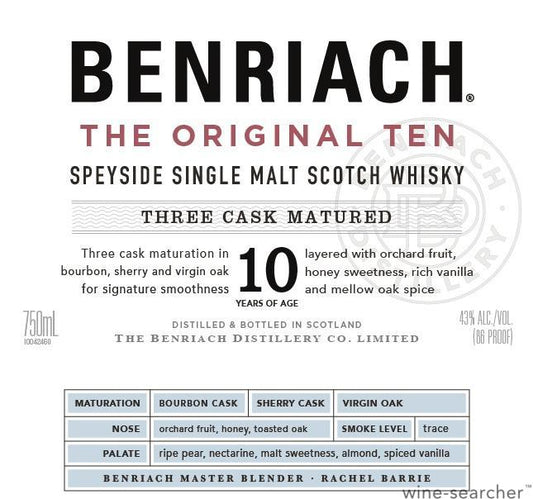 The BenRiach The Original 10 Year Old Single Malt Scotch Whisky, Speyside, Scotland