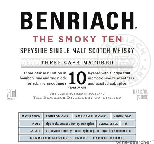 The BenRiach 'The Smokey Ten - Curiositas' 10 Year Old Single Malt Scotch Whisky, Speyside, Scotland