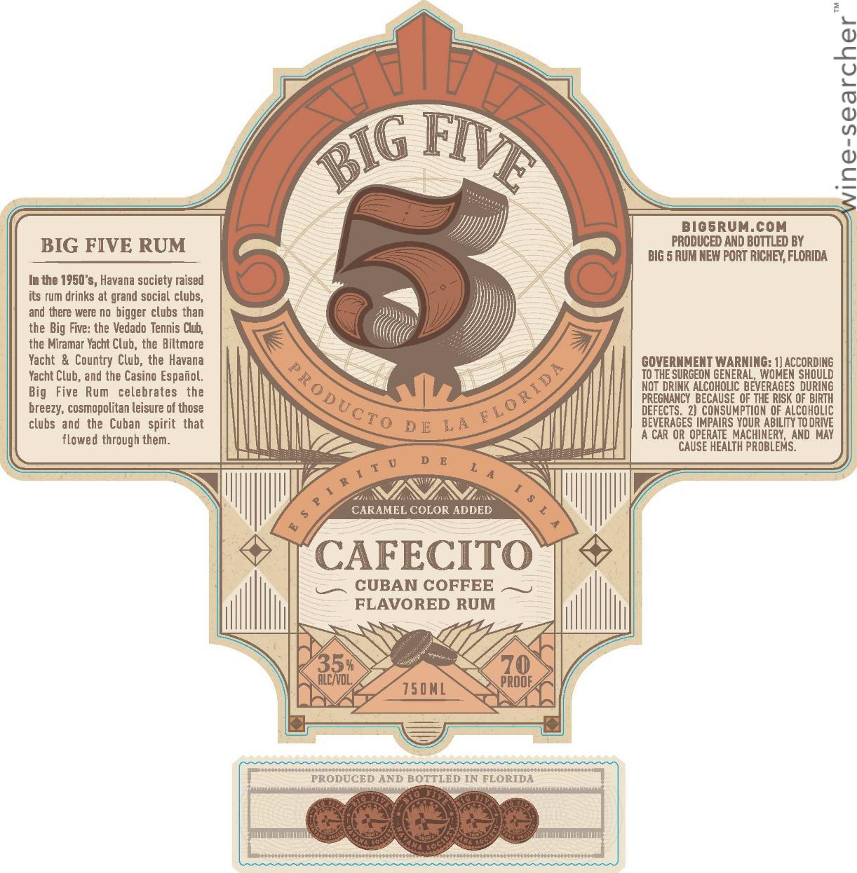 Big 5 'Cafecito' Coffee Flavored Rum, Florida, USA