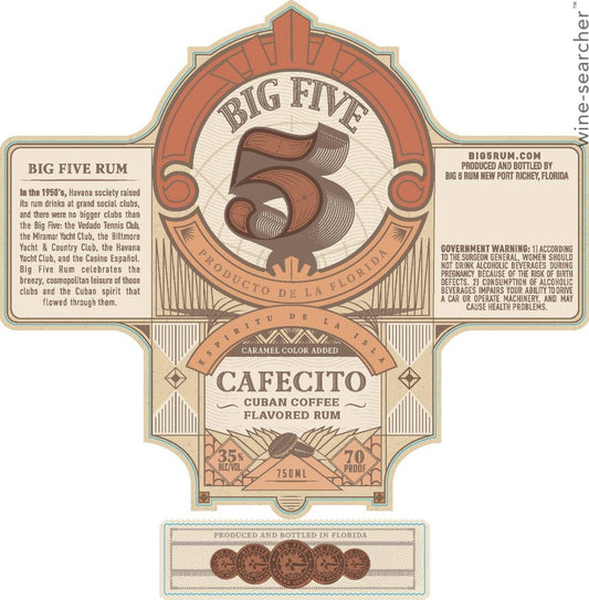 Big 5 'Cafecito' Coffee Flavored Rum, Florida, USA