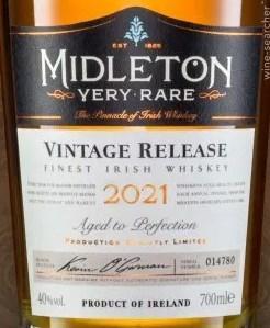 2021 Midleton Very Rare Vintage Blended Irish Whiskey, County Cork, Ireland