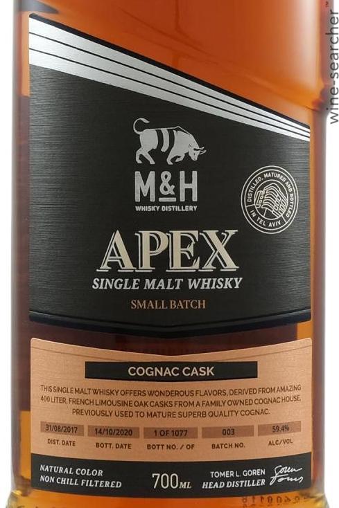 The Milk & Honey Distillery - M & H Apex Cognac Cask Single Malt Whisky, Israel