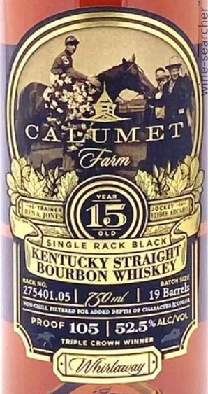 Calumet Farm 'Single Rack Black' 15 Year Old Kentucky Straight Bourbon Whiskey, USA