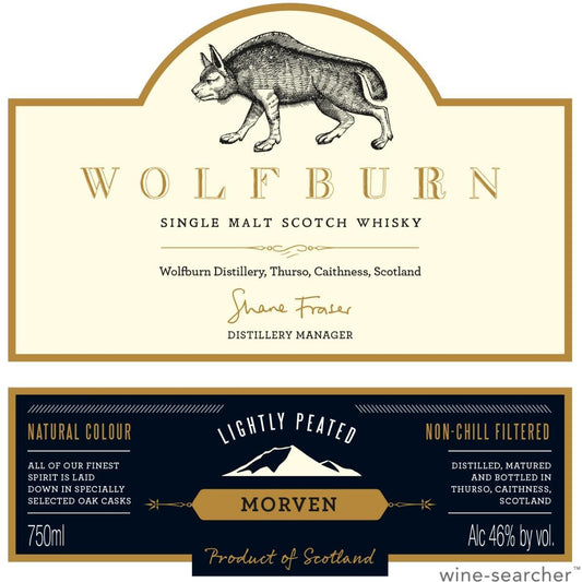 Wolfburn Distillery Morven Lightly Peated Single Malt Scotch Whisky, Highlands, Scotland