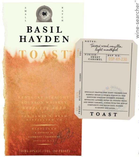 Basil Hayden's 'Toast' Kentucky Straight Bourbon Whiskey, USA Wine