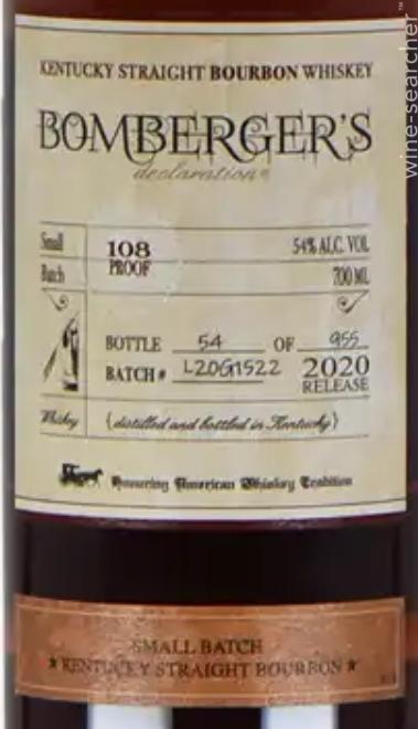 2021 Bomberger's Declaration Small Batch Kentucky Straight Bourbon Whiskey, USA