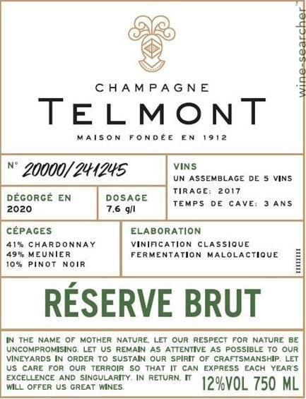 Telmont Reserve Brut, Champagne, France