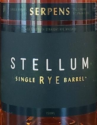 Stellum Single Barrel Cask Strength Straight Rye Whiskey, Indiana, USA