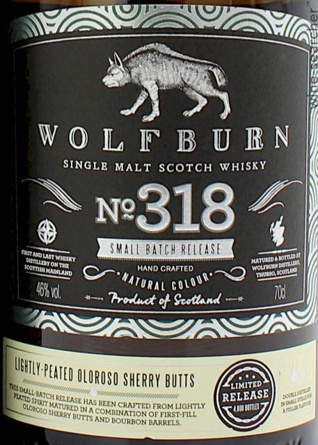 Wolfburn Distillery No. 318 Small Batch Release Single Malt Scotch Whisky, Highlands, Scotland