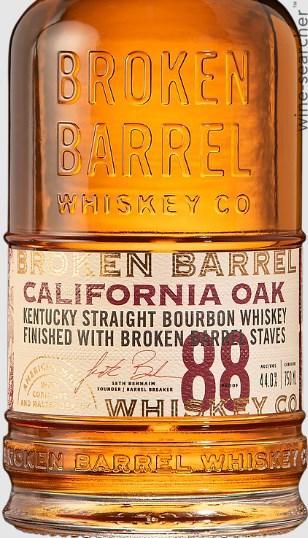 Broken Barrel California Oak Straight Bourbon Whiskey, Kentucky USA