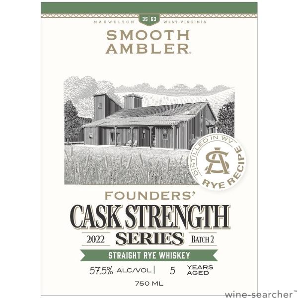 Smooth Ambler Founders Cask Strength Straight Rye Whiskey, West Virginia, USA