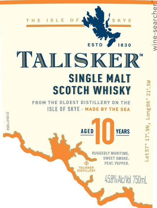 Talisker 10 Year Old Single Malt Scotch Whisky, Isle of Skye, Scotland