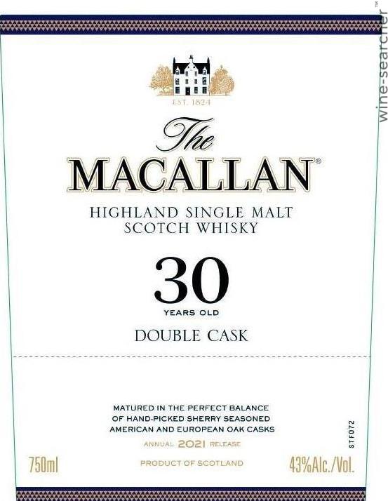 The Macallan Double Cask 30 Year Old Single Malt Scotch Whisky, Speyside - Highlands, Scotland