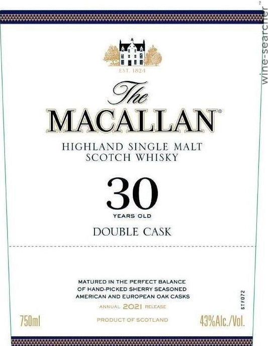 The Macallan Double Cask 30 Year Old Single Malt Scotch Whisky, Speyside - Highlands, Scotland