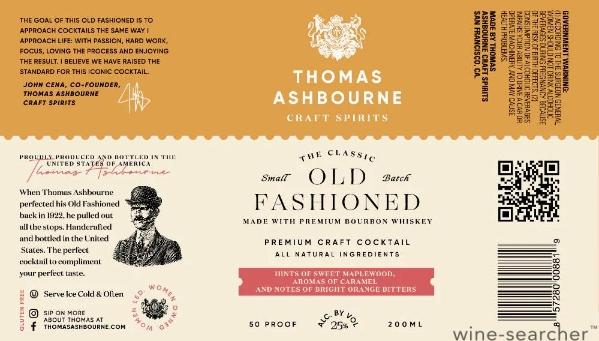 Thomas Ashbourne The Classic Old Fashioned Cocktail, USA