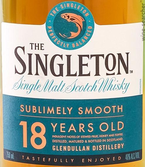 The Singleton of Glendullan 18 Year Old Single Malt Scotch Whisky, Speyside, Scotland