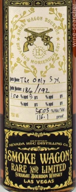 Smoke Wagon 'Rare and Limited' The Only 5 Year Old Straight Bourbon Whiskey, Nevada, USA