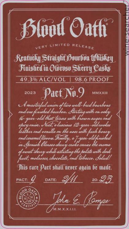 Blood Oath Pact No. 9 Kentucky Straight Bourbon Whiskey, USA