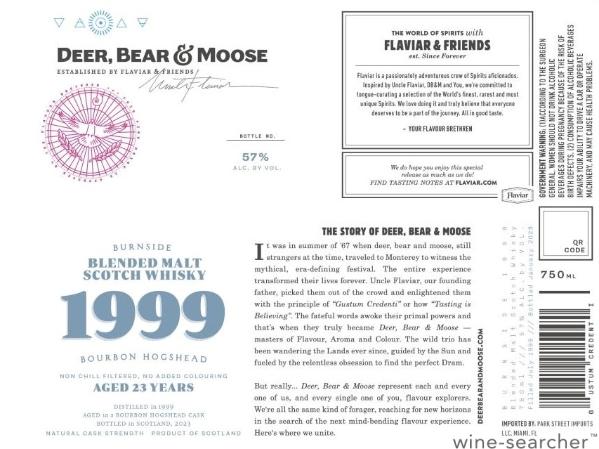 1999 Deer Bear & Moose Burnside Blended Malt Scotch Whisky, Scotland